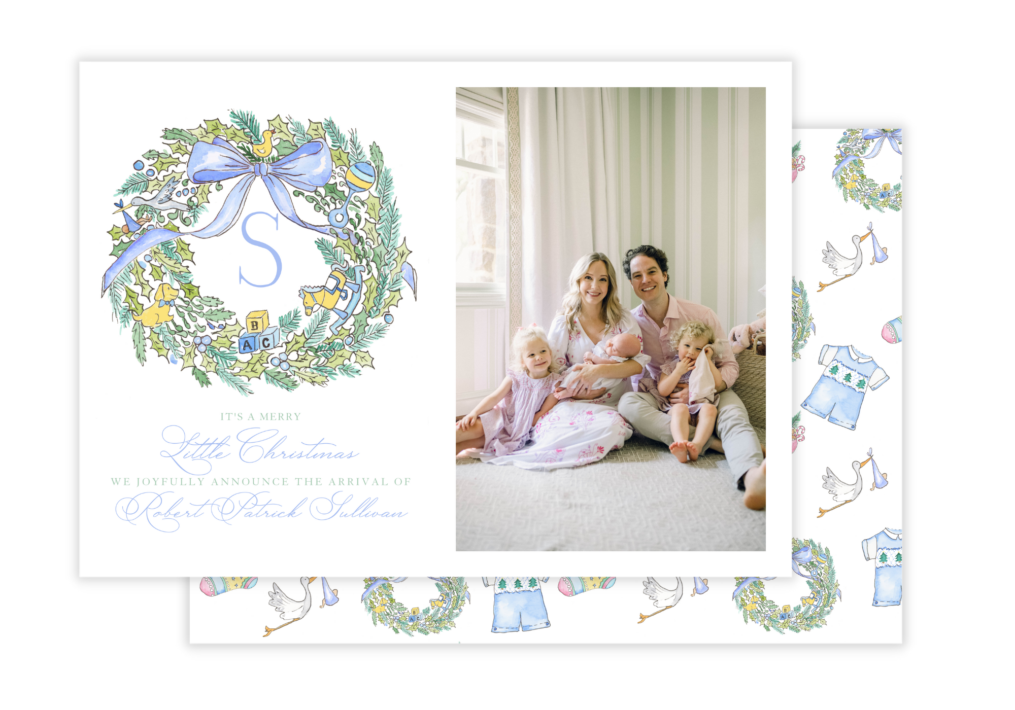 Christmas card best sale birth announcement