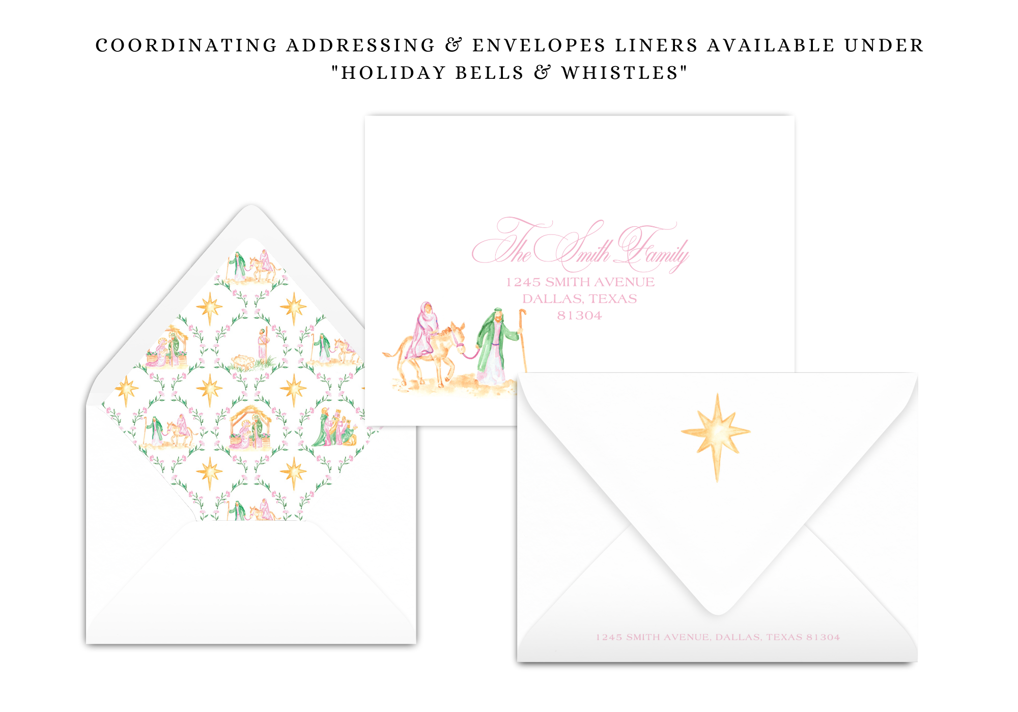 Pink Nativity Holiday Card